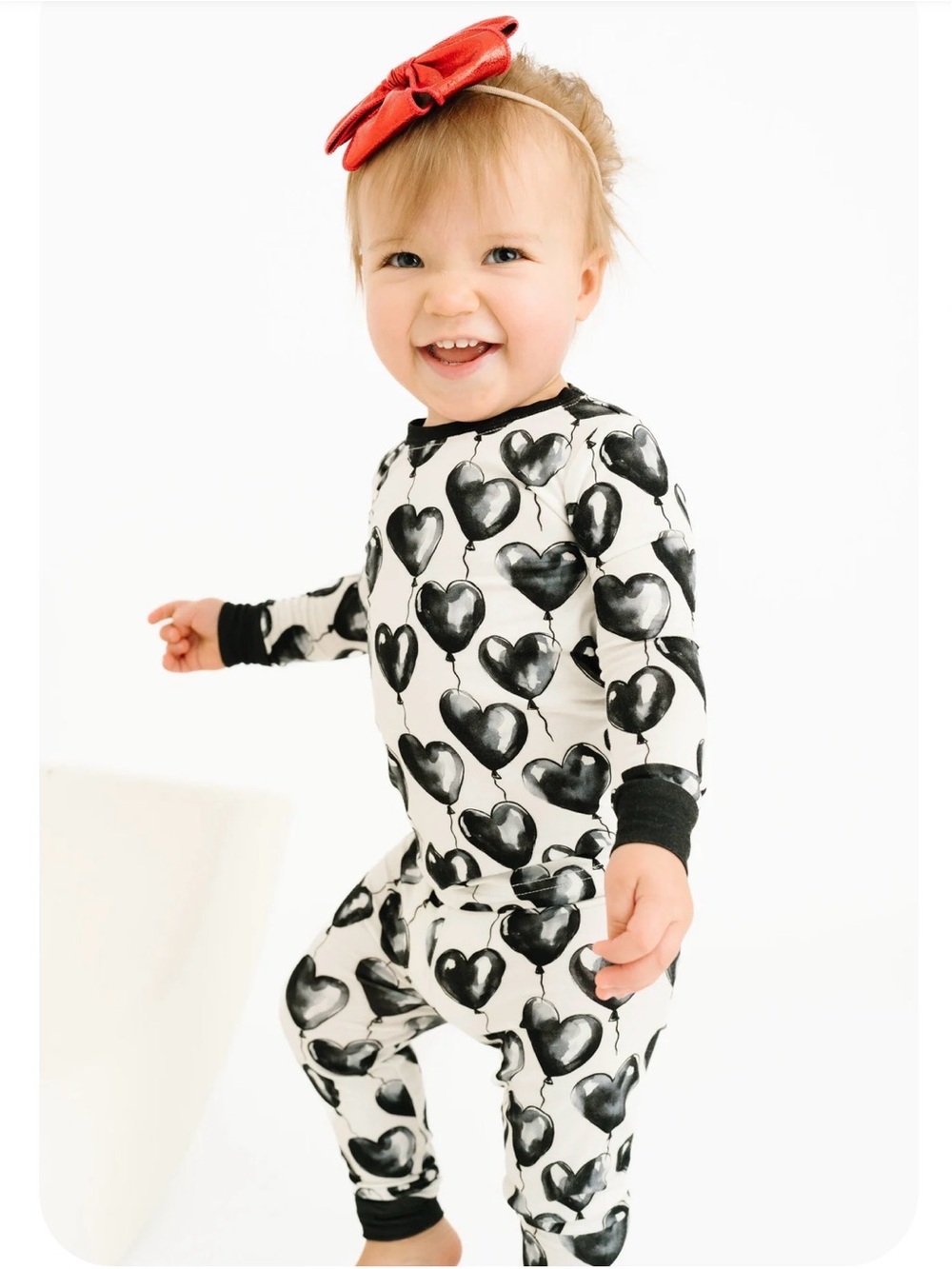 Black Heart Balloons Bamboo Set 12-18mo